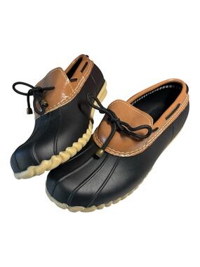 Waterproof Loafer Duck Shoes. Size 6. Black and brown.